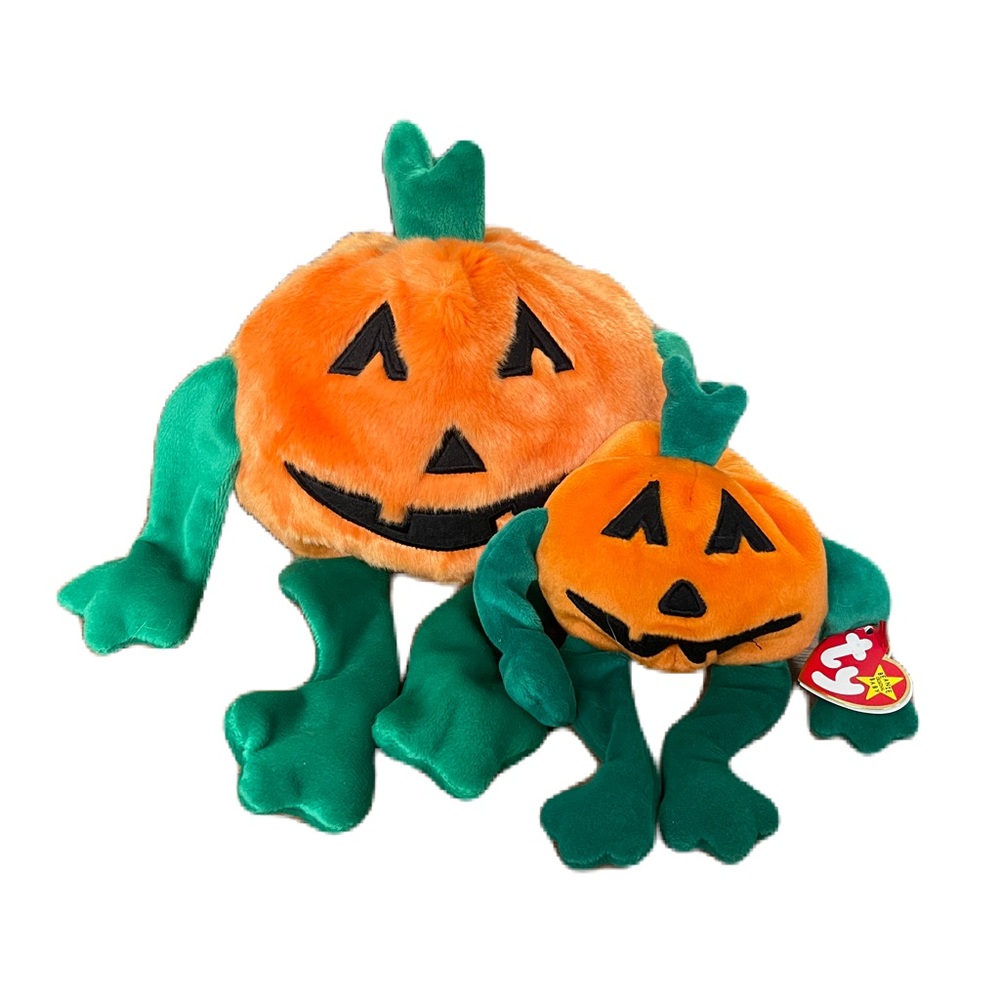 Ty Beanie Babies: Pumkin the Pumpkin! Set of 2, large and small